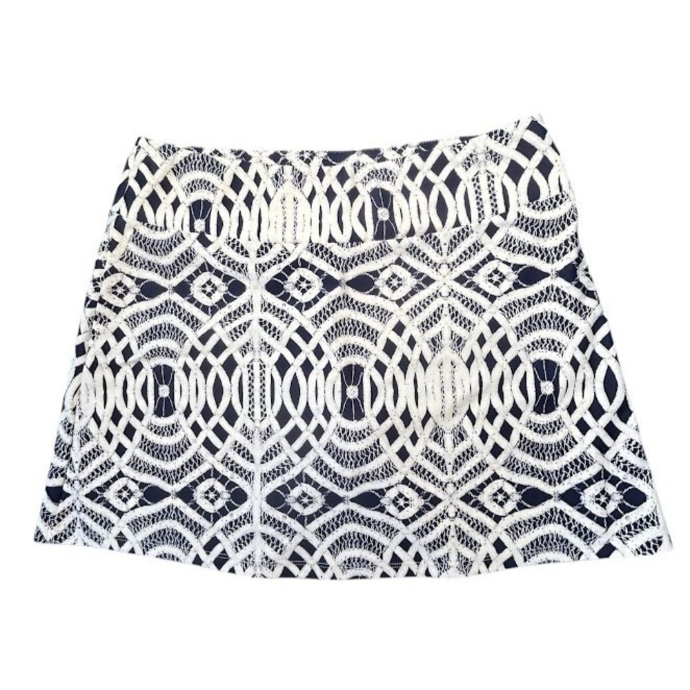Bo & Nic Womens Stretch Skort Skirt Shorts Size Small Blue White Geometric